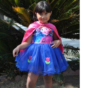 Girls Dress Frozen anna print Sleeveless Tulle Dress round neck